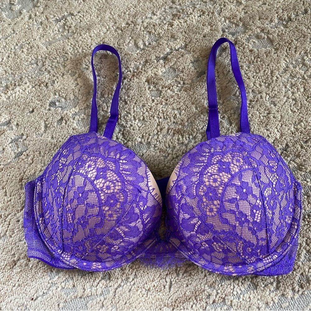 Victoria’s Secret Very Sexy Push Up Padded Underwired Opaque Bra Purple: 32C